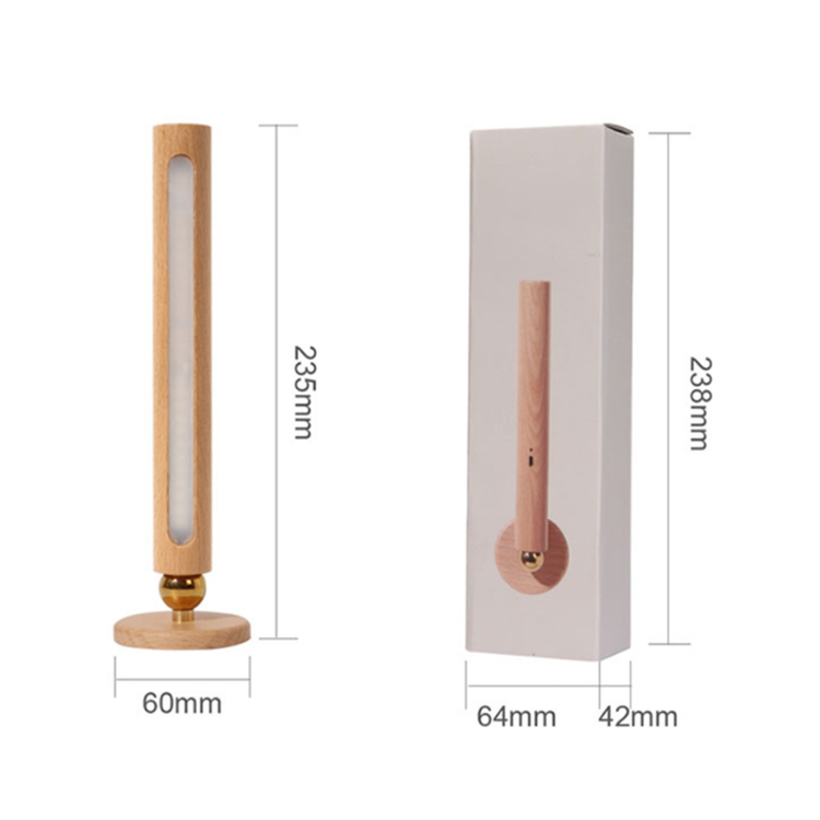 360° Rotatable Wooden LED Wall Lamp - Magnetic Detachable & Stepless Dimming Rechargeable Wall Light